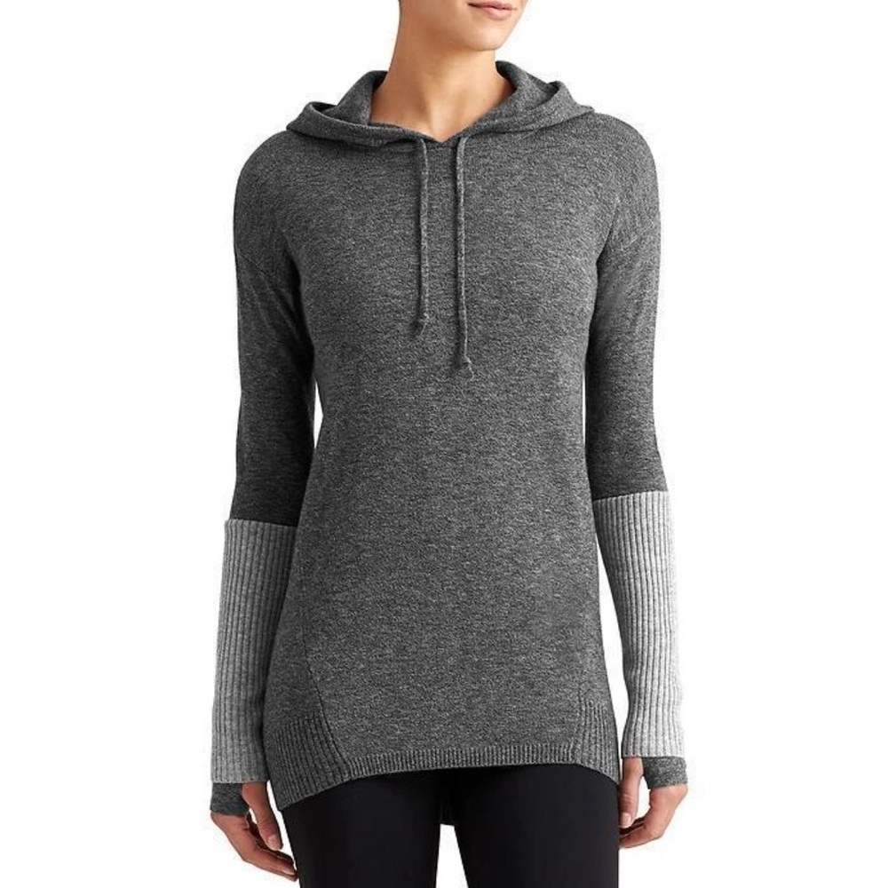 Athleta Women’s Heather Grey Merino Nopa Hooded Long Sleeve Sweater Size Medium